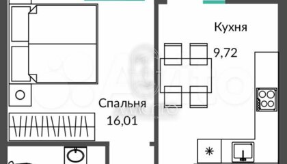 1-к квартира, 37,9 м², 1/12 эт.