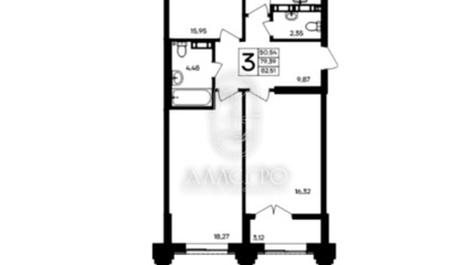 3-к квартира, 82,5 м², 4/9 эт.
