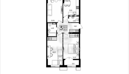 3-к квартира, 82,5 м², 4/5 эт.